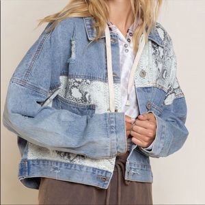 POL Snake skin jean jacket